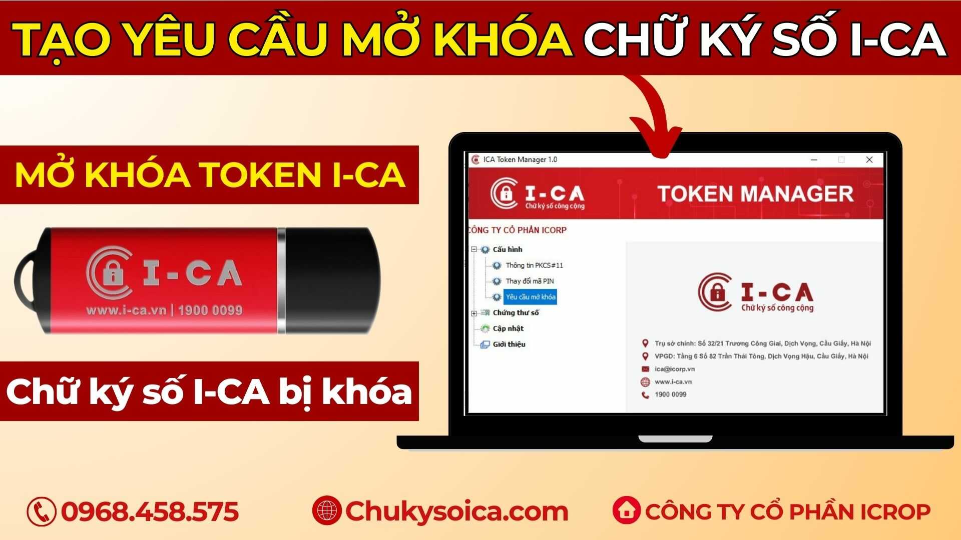 Tạo yêu cầu mở khóa chữ ký số ICA