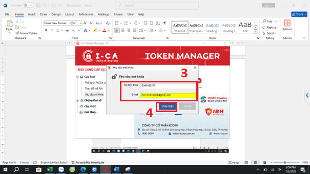 Tạo yêu cầu mở khóa chữ ký số ICA