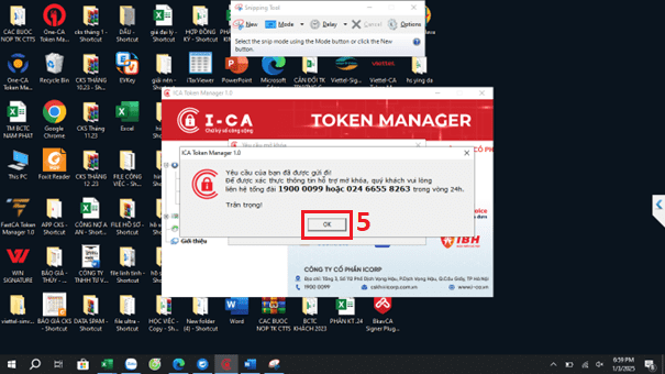 Tạo yêu cầu mở khóa chữ ký số ICA