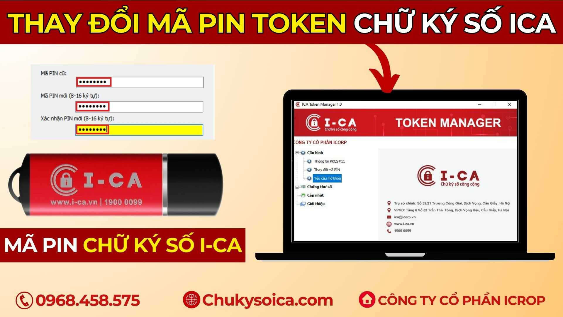 thay đổi mã PIN chữ ký số ica