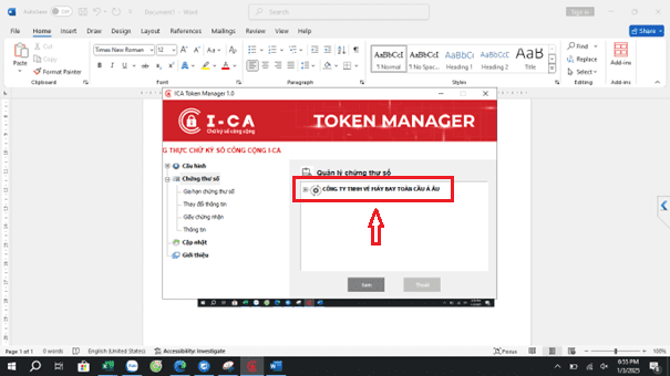 Xem thời hạn chữ ký số ica