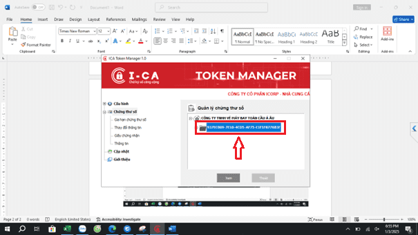 Xem thời hạn chữ ký số ica