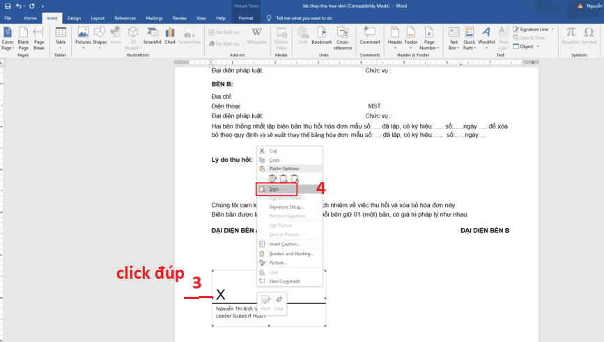 Cách ký điện tử trên Word bằng chữ ký số I-CA