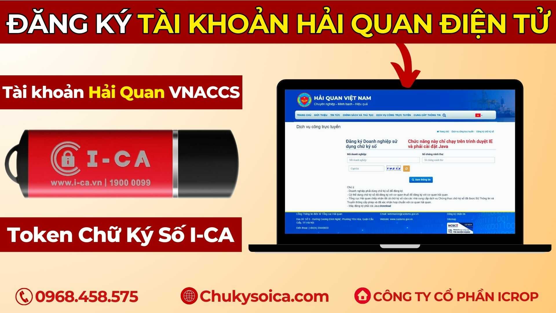 Đăng ký tài khoản Hải quan (Vnaccs) bằng chữ ký số ICA