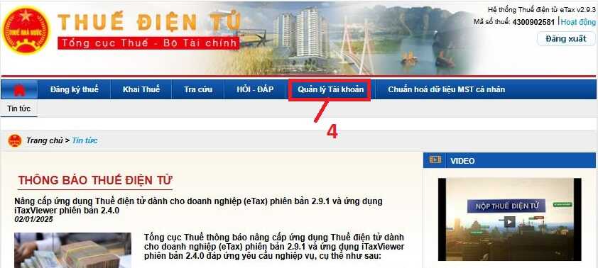 Đăng ký tài khoản ngân hàng doanh nghiệp trên Thuế Điện Tử