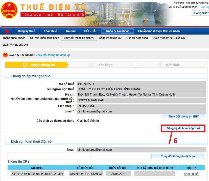 Đăng ký tài khoản ngân hàng doanh nghiệp trên Thuế Điện Tử