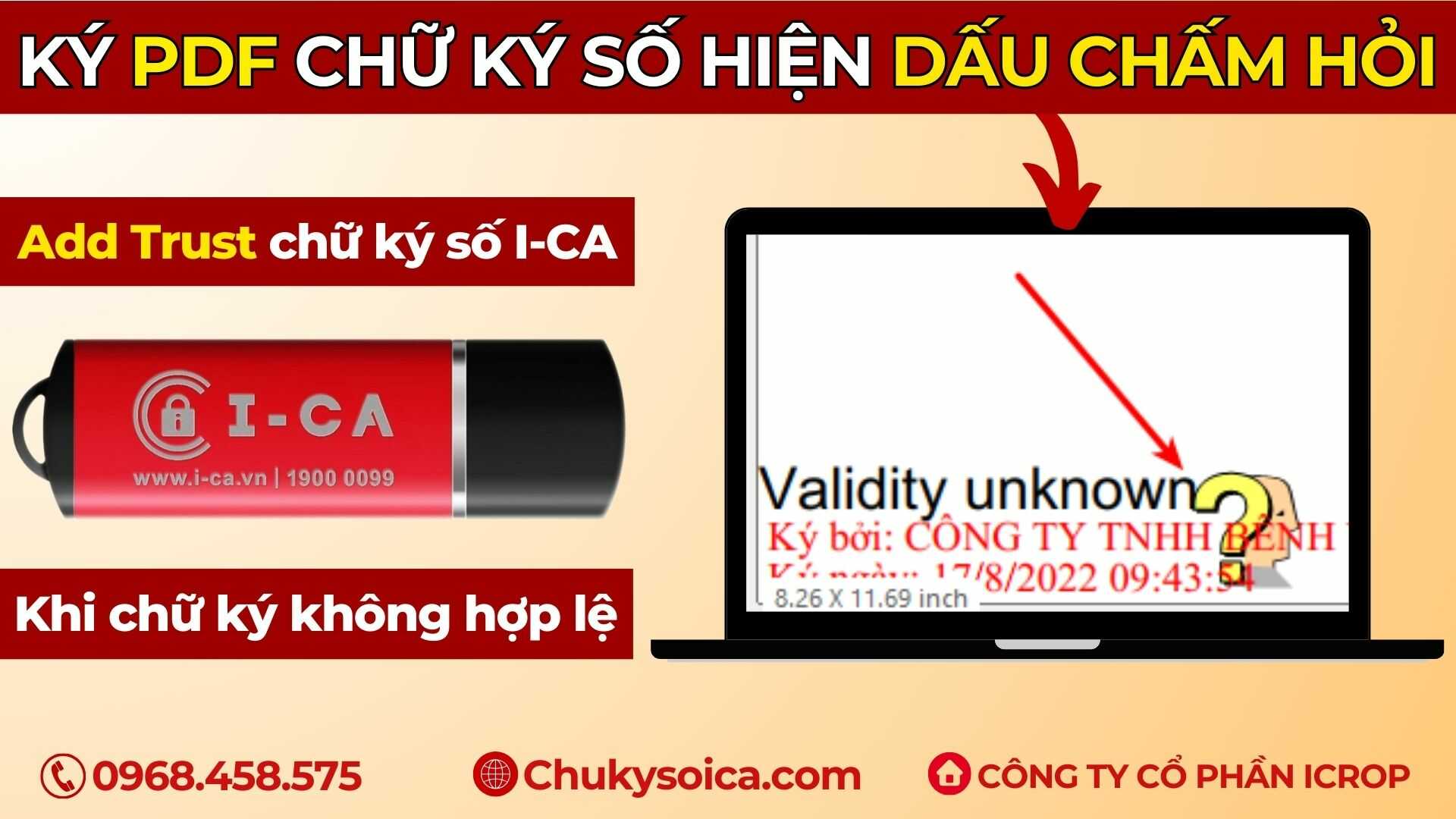 Sửa lỗi ký PDF chữ ký số hiện dấu Hỏi Chấm màu vàng