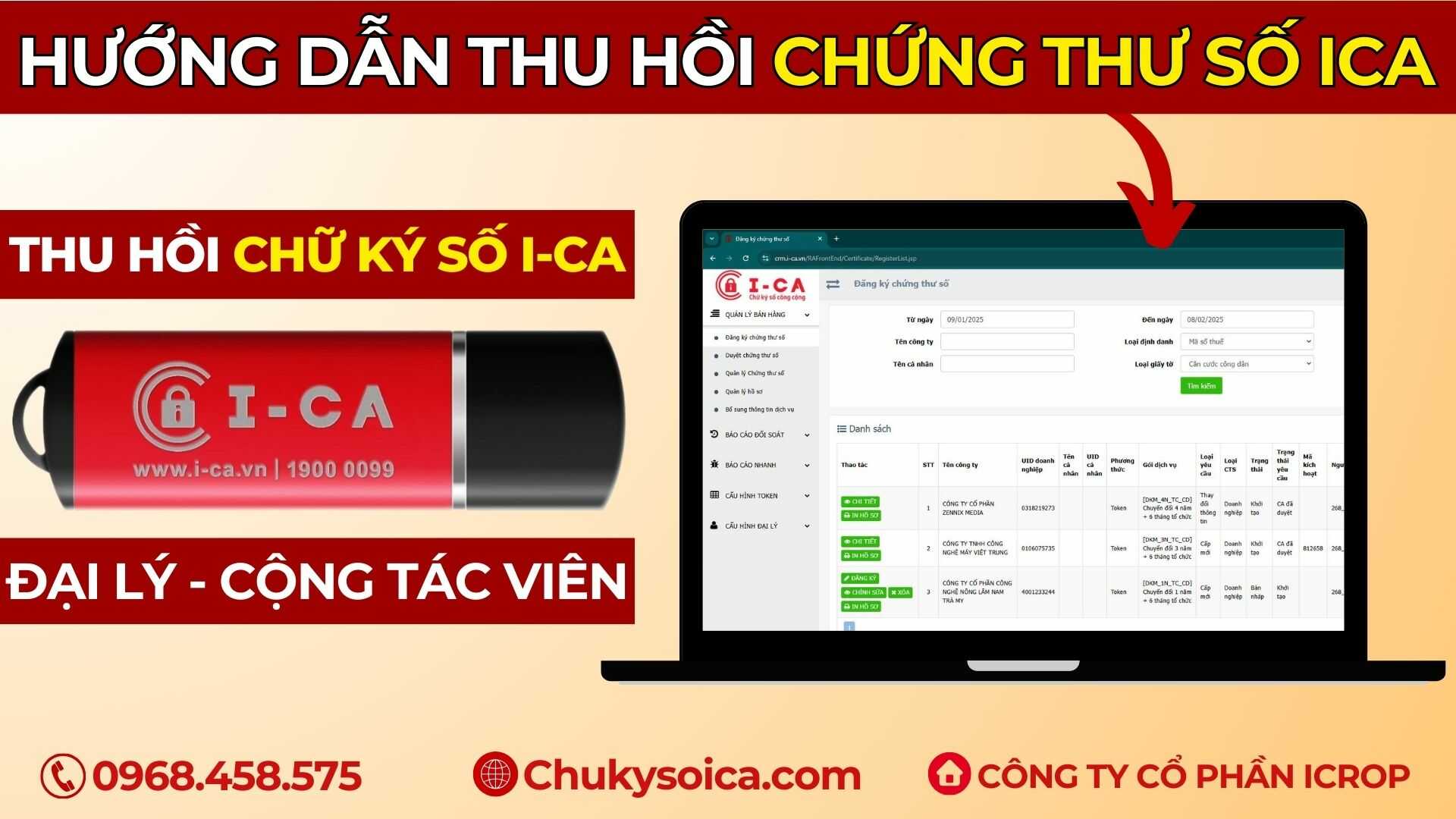 Thu hồi chứng thư số I-CA