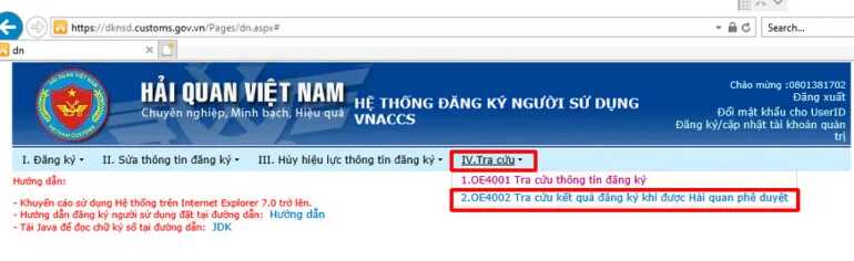đăng ký tài khoản Hải quan (Vnaccs) bằng chữ ký số ica