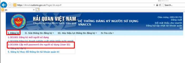 đăng ký tài khoản Hải quan (Vnaccs) bằng chữ ký số ica
