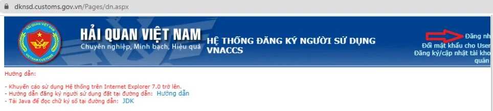 đăng ký tài khoản Hải quan (Vnaccs) bằng chữ ký số ica