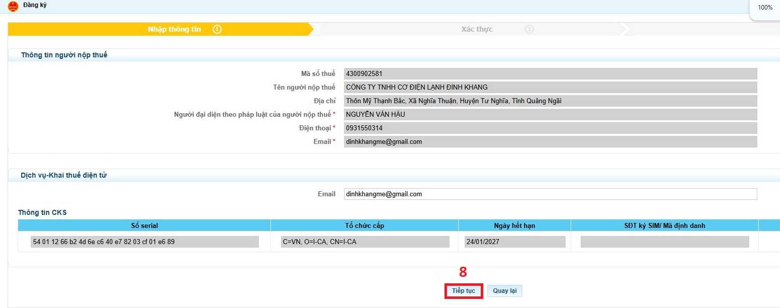 đăng ký tài khoản thuế điện tử bằng chữ ký số ica