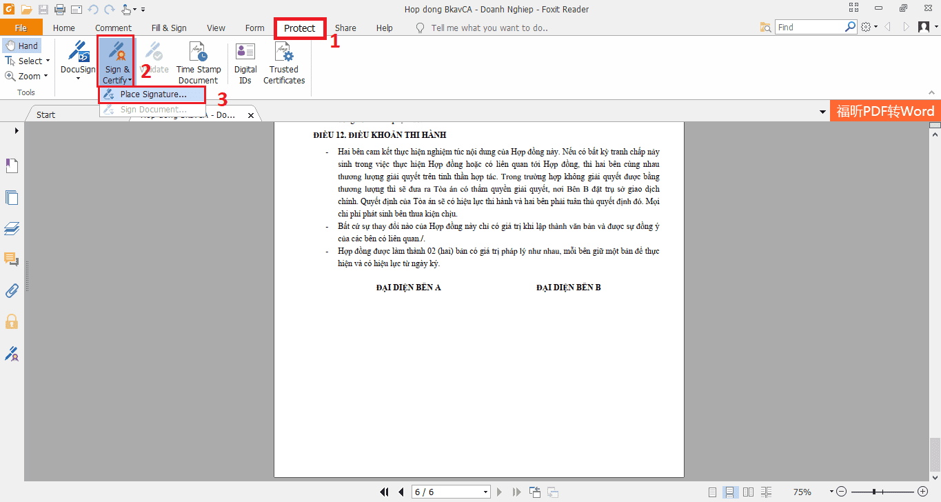 Tạo chữ ký điện tử file PDF bằng chữ ký số I-CA