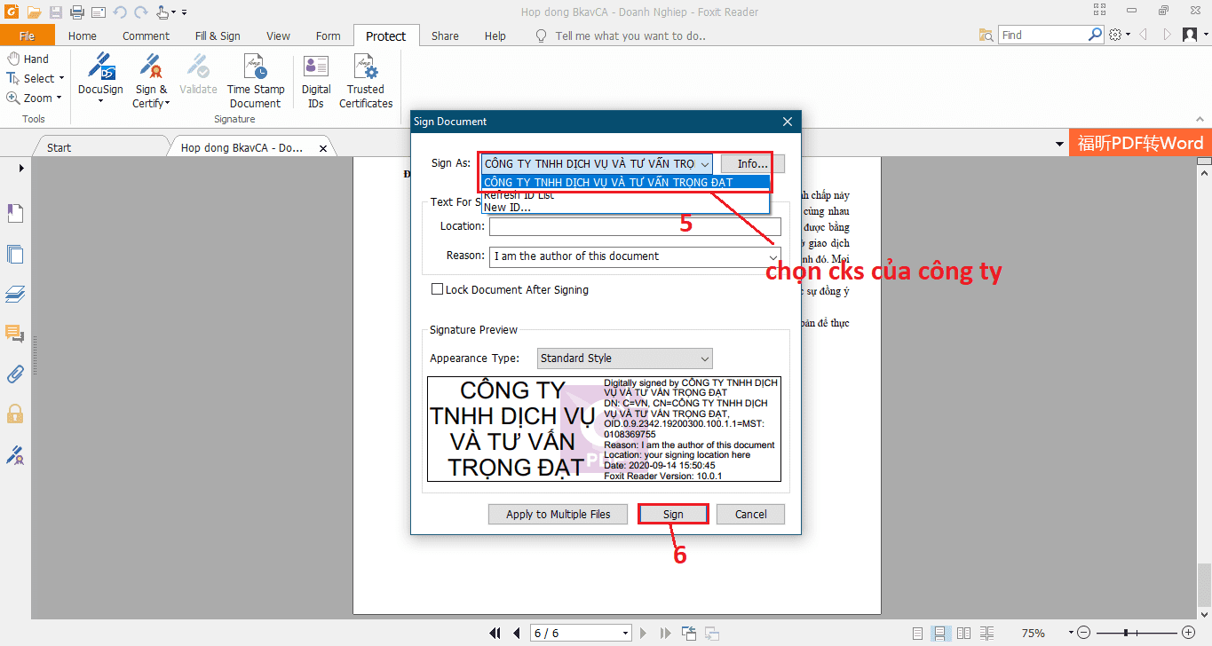 Tạo chữ ký điện tử file PDF bằng chữ ký số I-CA