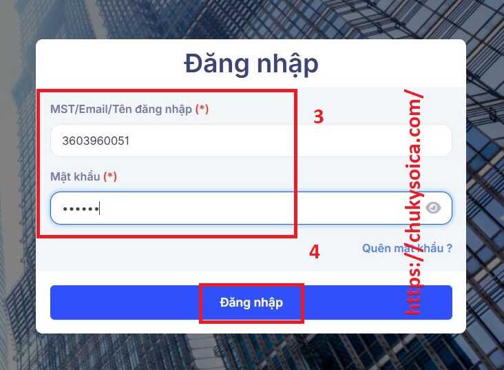 đăng nhập phần mềm hóa đơn Vietinvoice