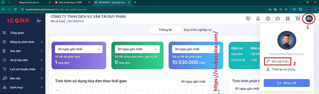 đổi mật khẩu tài khoản hóa đơn Vietinvoice đổi mật khẩu tài khoản hóa đơn Vietinvoice