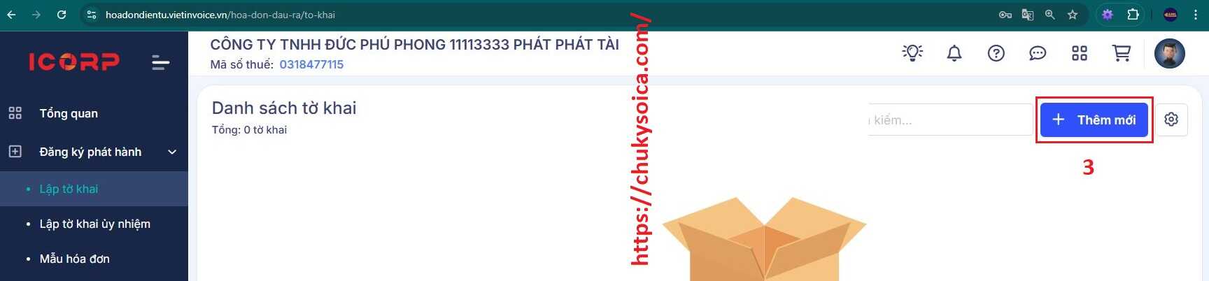 thông báo phát hành hóa đơn điện tử Vietinvoice lên Thuế