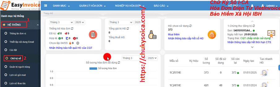 Thay đổi CHỮ KÝ SỐ trên phần mềm hóa đơn EasyInvoice