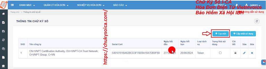 Thay đổi CHỮ KÝ SỐ trên phần mềm hóa đơn EasyInvoice