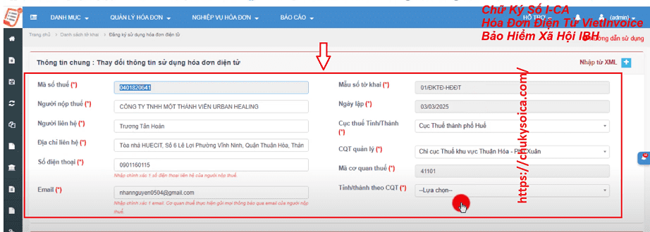 Thay đổi CHỮ KÝ SỐ trên phần mềm hóa đơn EasyInvoice