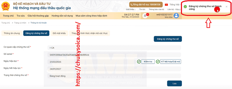 Thay đổi chữ ký số trên hệ thống Mạng Đấu Thầu Quốc Gia (EGP) Thay đổi chữ ký sô trên hế thống mạng đấu thầu quốc gia