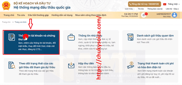 Thay đổi chữ ký số trên hệ thống Mạng Đấu Thầu Quốc Gia (EGP) Thay đổi chữ ký sô trên hế thống mạng đấu thầu quốc gia