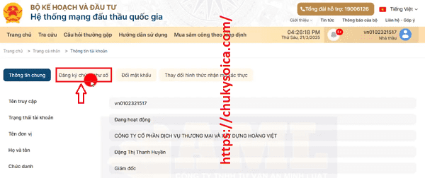 Thay đổi chữ ký số trên hệ thống Mạng Đấu Thầu Quốc Gia (EGP) Thay đổi chữ ký sô trên hế thống mạng đấu thầu quốc gia