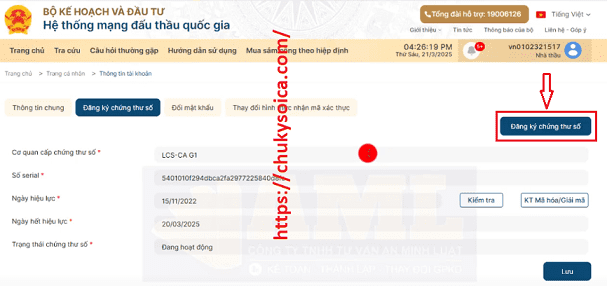 Thay đổi chữ ký sô trên hế thống mạng đấu thầu quốc gia Thay đổi chữ ký sô trên hế thống mạng đấu thầu quốc gia