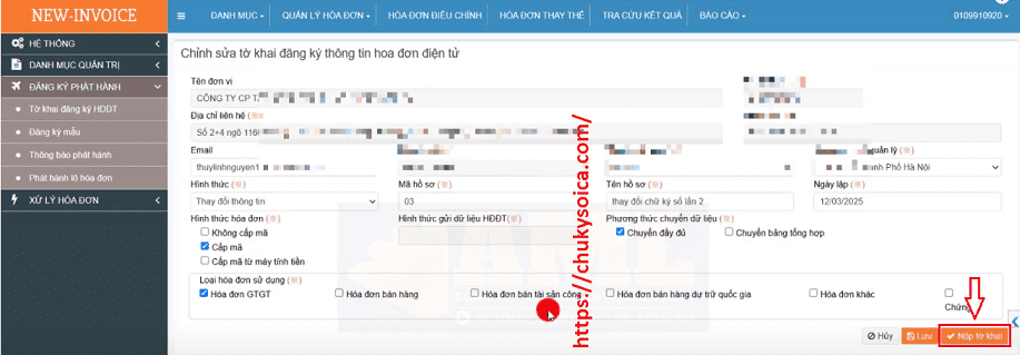 Thay đổi chữ ký số trên phần mềm hóa đơn NEWINVOICE