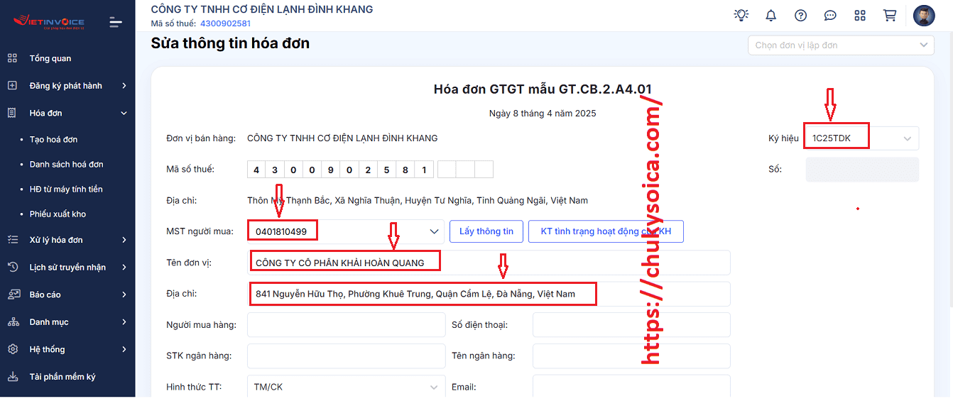 hướng dẫn xuất hóa đơn phần mềm VietInvoice