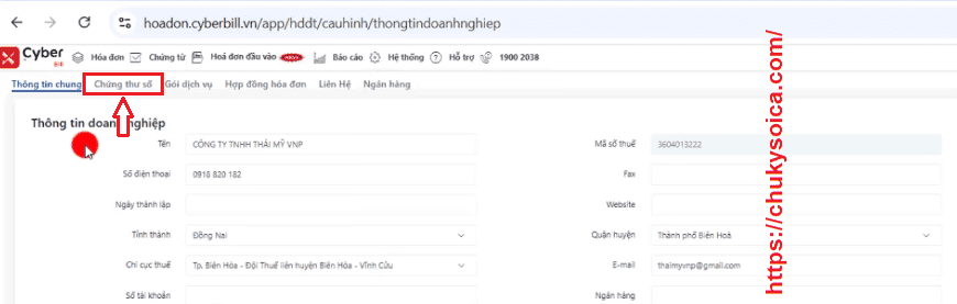 thay đổi chữ ký số trên phần mềm Cyberbill