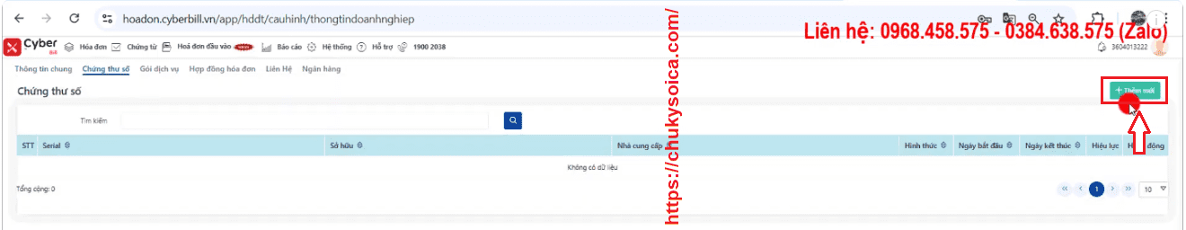 thay đổi chữ ký số trên phần mềm Cyberbill