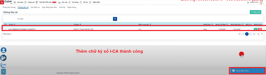 thay đổi chữ ký số trên phần mềm Cyberbill