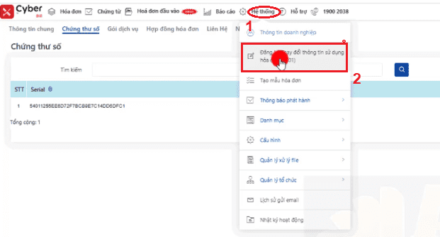 thay đổi chữ ký số trên phần mềm Cyberbill