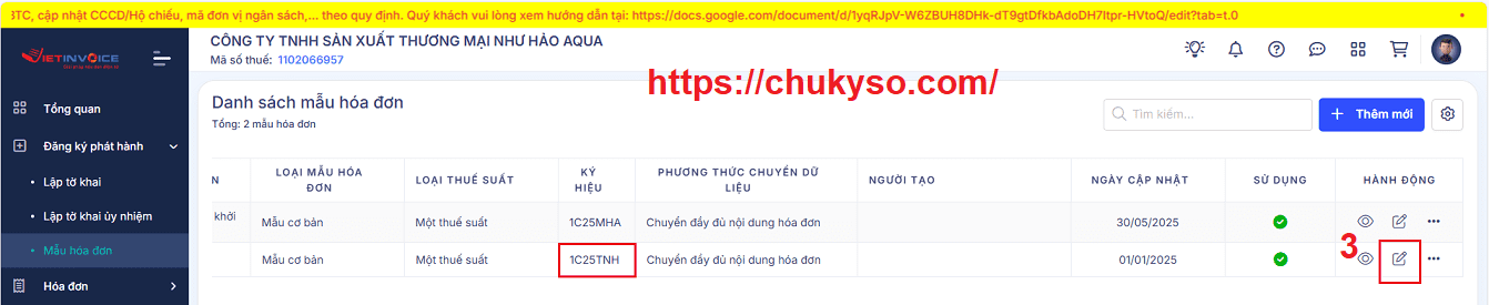 Thêm số CCCD người mua hàng trên mẫu hóa đơn VietInvoice