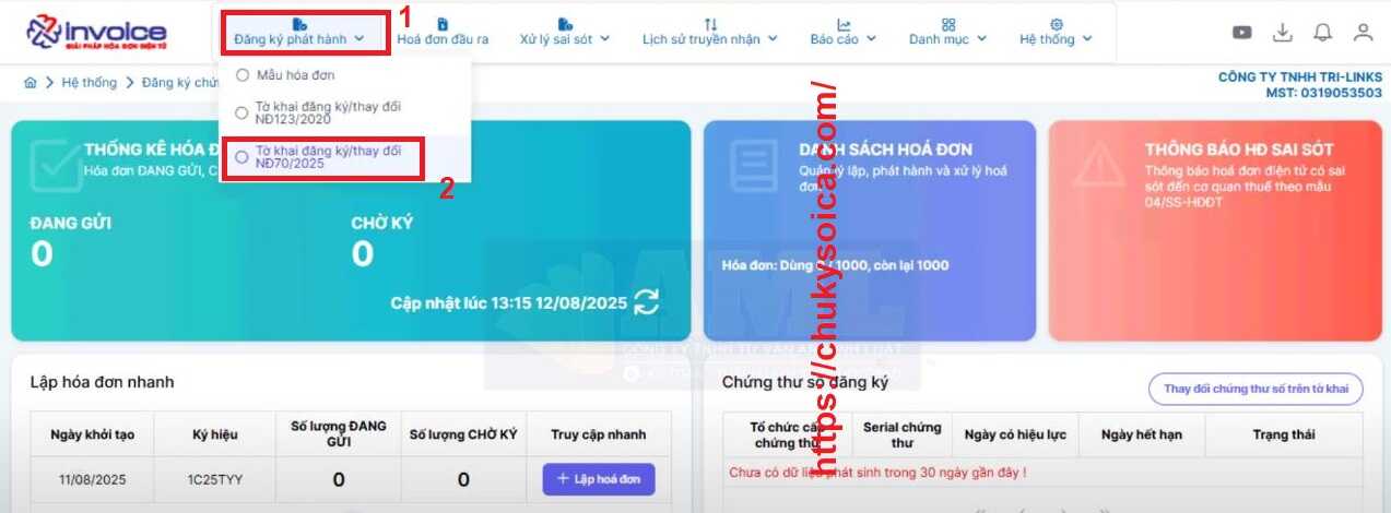 Cập nhật Chữ Ký Số trên phần mềm hóa đơn Minvoice Cập nhật chữ ký số trên phần mềm hóa đơn Minvoice