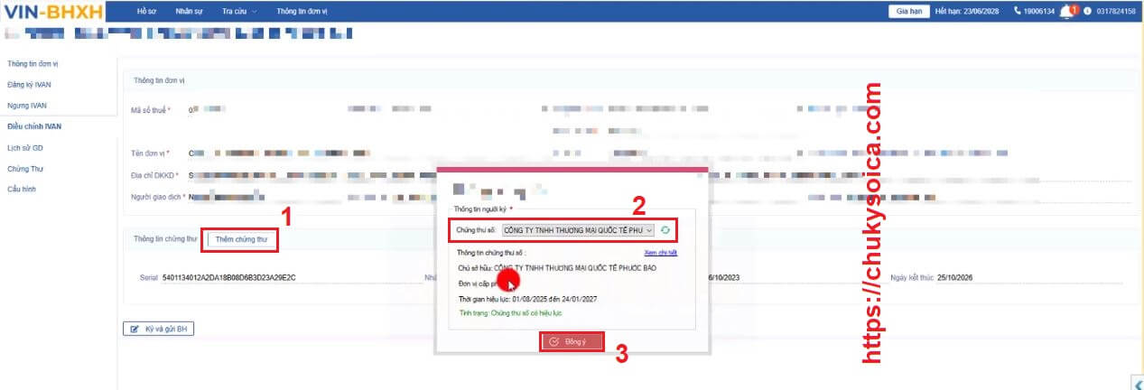 thay đổi cập nhật chữ ký số trên phần mềm bảo hiểm xã hội VIN-BHXH