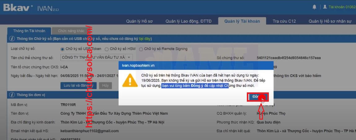 Cập nhật Thay đổi chữ ký số ICA trên phần mềm BHXH-BKAV