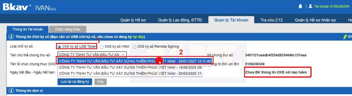 Cập nhật Thay đổi chữ ký số ICA trên phần mềm BHXH-BKAV