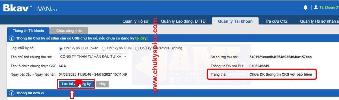 Cập nhật Thay đổi chữ ký số ICA trên phần mềm BHXH-BKAV
