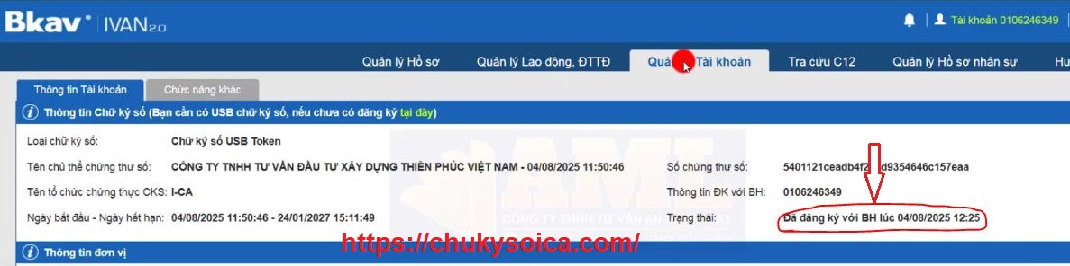 Cập nhật Thay đổi chữ ký số ICA trên phần mềm BHXH-BKAV