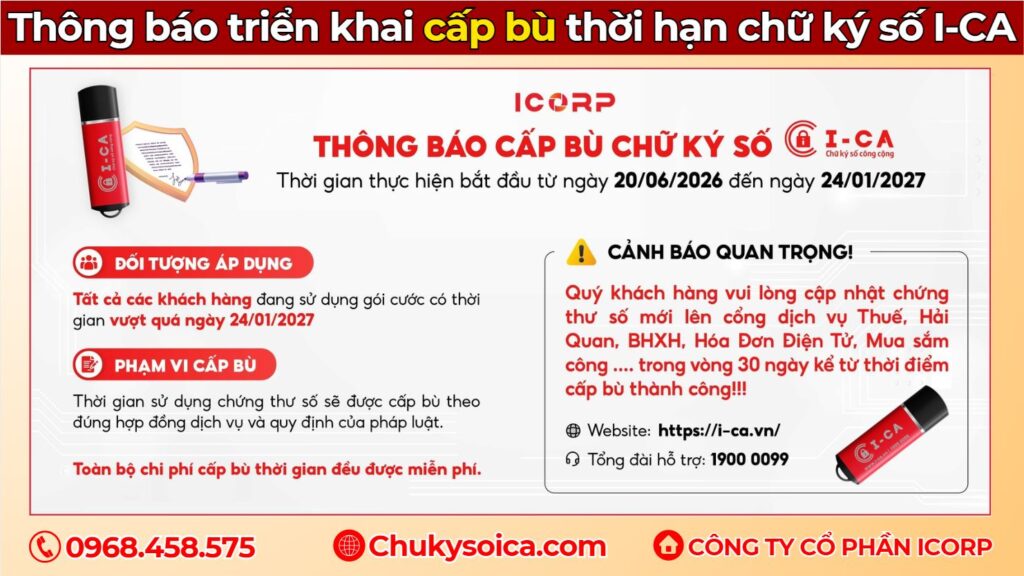 cấp bù chữ ký số ica