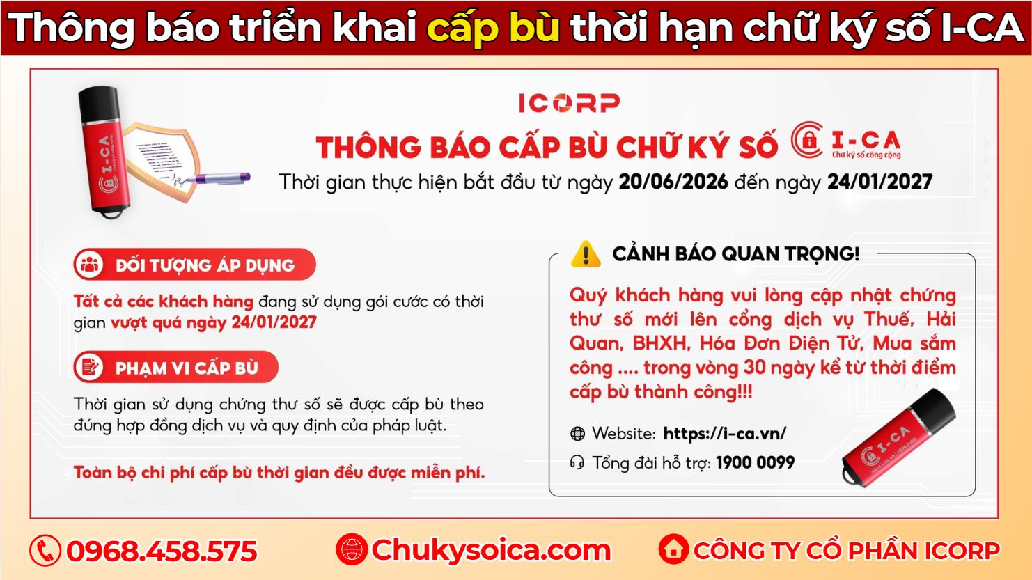 cấp bù chữ ký số ica